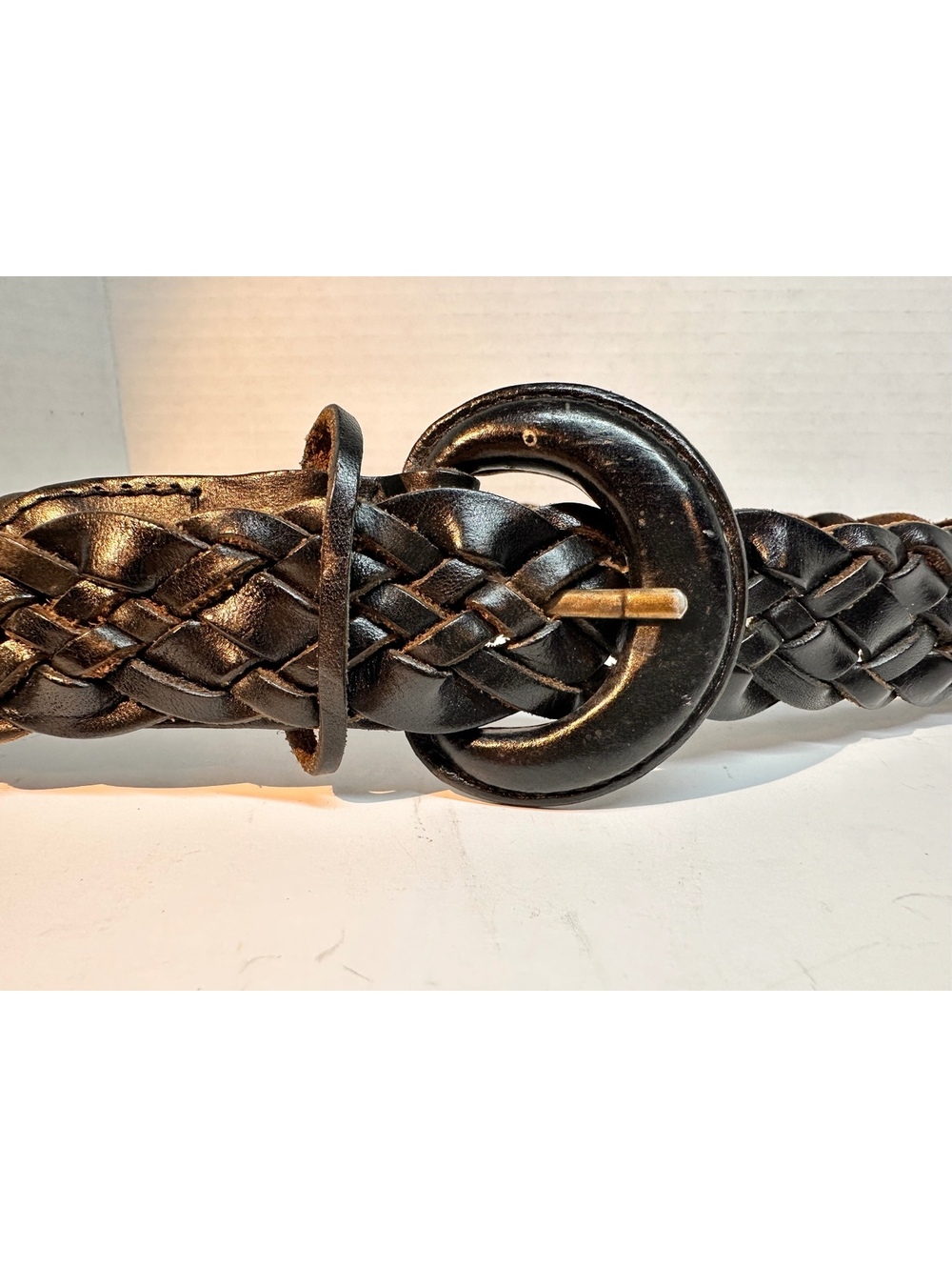 Vintage Omega Braided Black Leather Belt